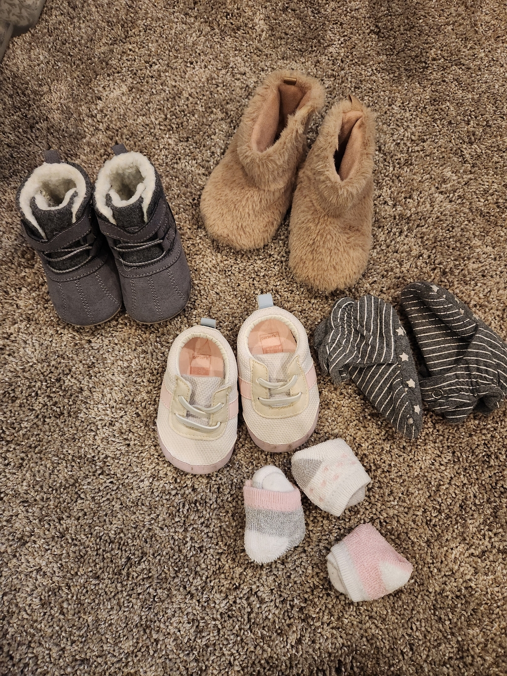 Kids Neutral Pink & Tan Slip-On Sneakers and Cozy Boot Bundle